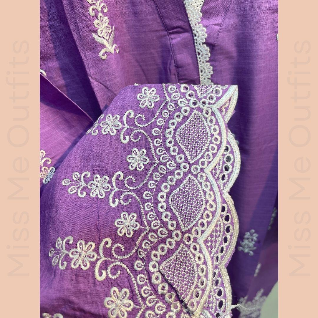 Women’s Relaxed Fit Embroidered 2-Piece Suit | Cotton Kameez