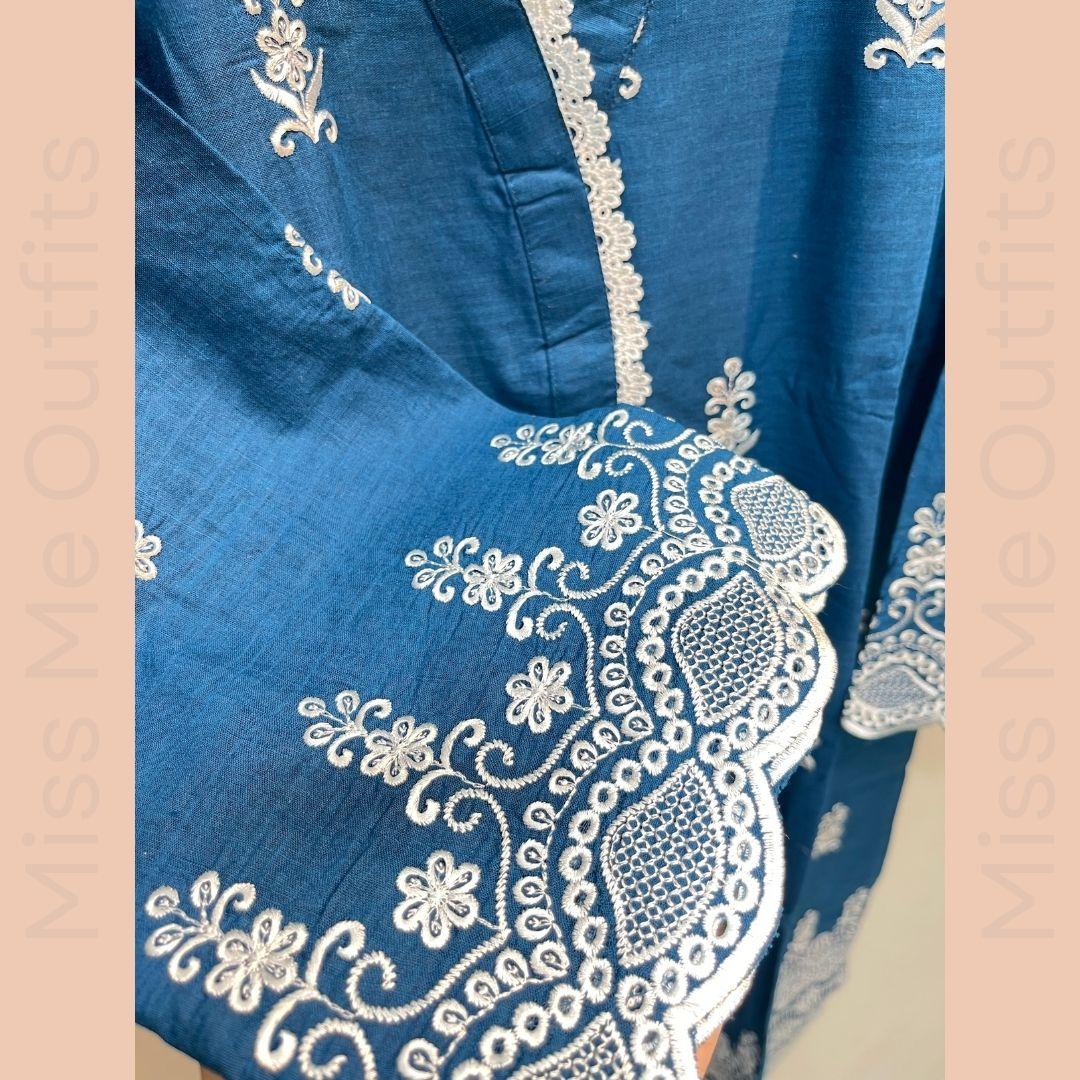 Women’s Relaxed Fit Embroidered 2-Piece Suit | Cotton Kameez