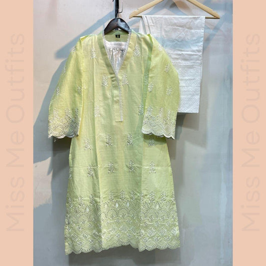 Women’s Relaxed Fit Embroidered 2-Piece Suit | Cotton Kameez
