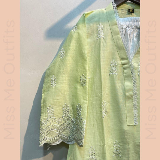 Women’s Relaxed Fit Embroidered 2-Piece Suit | Cotton Kameez