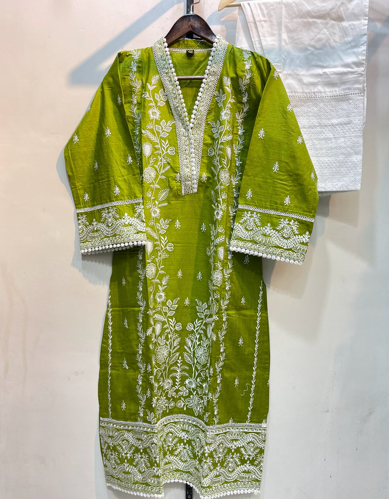 Exclusive Women’s Relaxed Fit Embroidered 2-Piece Outfit | Cotton Kameez