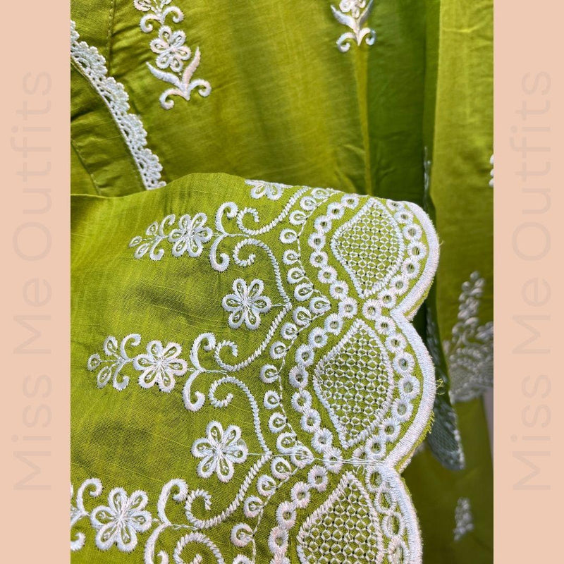 Women’s Relaxed Fit Embroidered 2-Piece Suit | Cotton Kameez